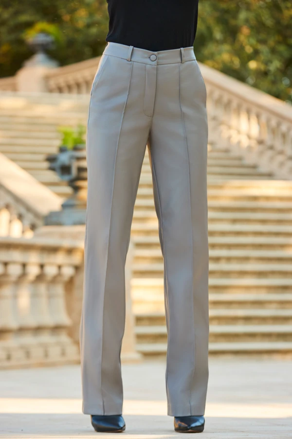 Grey Faux Leather Wide Leg Trousers 5 Grey Faux Leather Wide Leg Trousers - Image 3