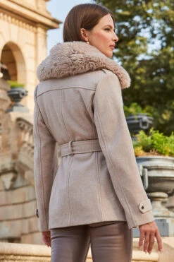 Natural Wool Mix Coat With Faux Fur Collar 14 Natural Wool Mix Coat With Faux Fur Collar -Sosandar Fashion Store web 2309 146 a20ow020nl0003 146 233