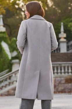 Grey Double Breasted Tab Sleeve Coat -Sosandar Fashion Store web 2309 148 s23ow002gy0002 a23bw005gy0014 148 225