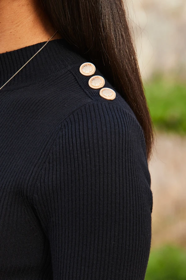 Black Button Detail Two Part Faux Leather Dress 7 Black Button Detail Two Part Faux Leather Dress - Image 5