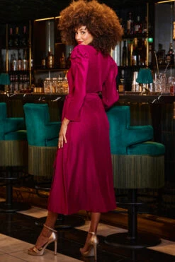 Rich Red Plisse Faux Wrap Midi Dress 10 Rich Red Plisse Faux Wrap Midi Dress -Sosandar Fashion Store web 2309 221 a23dj088rd0007 221 071