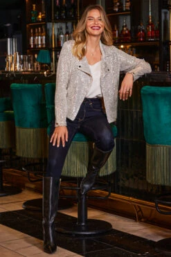 Silver Luxe Sequin Biker Jacket -Sosandar Fashion Store web 2309 225 s23ow052mc0005 225 008