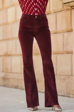Wine Velvet Kick Flare Jeans -Sosandar Fashion Store web 2309 22 a23tw109rd0021 a22bd009rd0011 22 280