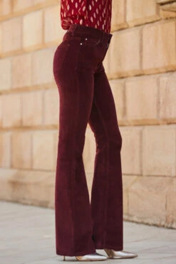 Wine Velvet Kick Flare Jeans -Sosandar Fashion Store web 2309 22 a23tw109rd0021 a22bd009rd0011 22 285