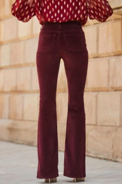 Wine Velvet Kick Flare Jeans -Sosandar Fashion Store web 2309 22 a23tw109rd0021 a22bd009rd0011 22 300