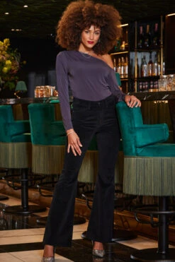 Pewter Asymmetrical One Shoulder Top -Sosandar Fashion Store web 2309 242 a23tj035mc0004 242 008 rt