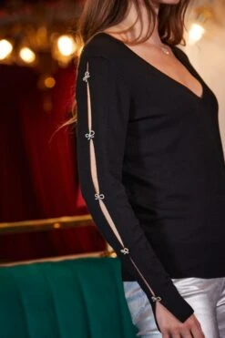 Black Cut Out Bow Sleeve Jumper -Sosandar Fashion Store web 2309 57 a23ow078bk0001 a23ol009bk0001 a23tk116bk0001 a23bd012mc0005 57 433 1