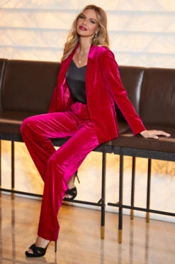 Raspberry Pink Velvet Wide Leg Trousers 14 Raspberry Pink Velvet Wide Leg Trousers -Sosandar Fashion Store web 2309 67 a23bw018pk0026 a23ow051pk0026 67 034 2 1