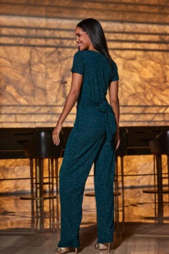 Emerald Green Sparkle Wrap Front Jumpsuit -Sosandar Fashion Store web 2309 77 a21jj003gn0001 77 033