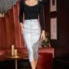 Silver Metallic Pencil Midi Skirt 1 Silver Metallic Pencil Midi Skirt -Sosandar Fashion Store web 2309 84 a23tk245bk0001 a23sd009mc0005 84 035 2