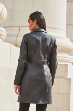 Black Premium Leather Longline Coat 12 Black Premium Leather Longline Coat -Sosandar Fashion Store web 2309 97 a23ol004bk0001 s21ac024blan010one 97 240