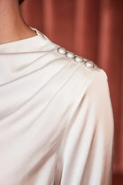 Ivory Satin Cowl Neck Button Detail Blouse -Sosandar Fashion Store web 2309 98 a23tw082nl0006 a23sd003bk0001 98 207