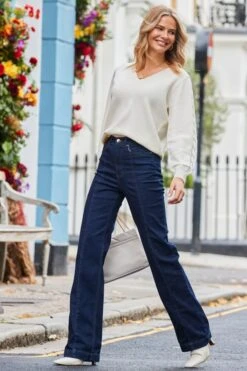 Cream Embellished Cable Sleeve Jumper -Sosandar Fashion Store web 2310 09 s24tk351nl0001 a23bd005in006w 09 21306