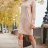 Cream Roll Neck Button Cuff Knitted Dress -Sosandar Fashion Store web 2310 11 s22dk700nl0001 11 034
