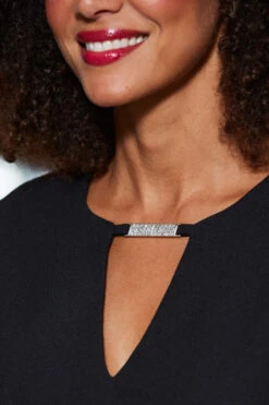 Black Keyhole Detail Feather Cuff Shift Dress 17 Black Keyhole Detail Feather Cuff Shift Dress -Sosandar Fashion Store web 2310 17 a23dw064bk0001 17 130