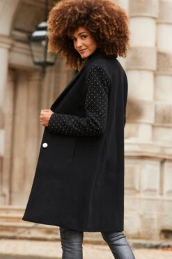 Black Stud Sleeve Detail Formal Coat 11 Black Stud Sleeve Detail Formal Coat -Sosandar Fashion Store web 2310 26 a23ow022bk0001 a23bd013mc0011 26 251