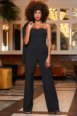 Black & White Pinstripe Wide Leg Bandeau Jumpsuit 11 Black & White Pinstripe Wide Leg Bandeau Jumpsuit -Sosandar Fashion Store web 2310 54 a23jw005bk0001 54 002