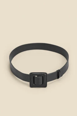 Black Croc Leather Belt With Buckle -Sosandar Fashion Store web 2310 box a23ac044bk0001 a