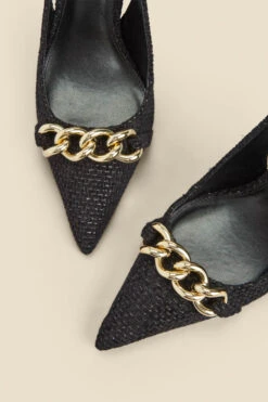 Ariana Black Boucle Chain Detail Slingback Court Shoe 10 Ariana Black Boucle Chain Detail Slingback Court Shoe -Sosandar Fashion Store web 2310 box a23fw057bk0001 d