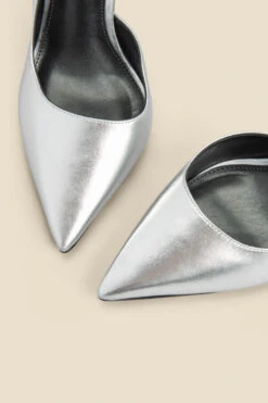 Silver Leather Cut Out Detail Stiletto Heel Court Shoes 11 Silver Leather Cut Out Detail Stiletto Heel Court Shoes -Sosandar Fashion Store web 2310 box a23fw060mc0005 d