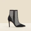 Black Suede Stiletto With Mesh Panel Ankle Boot -Sosandar Fashion Store web 2310 box a23fw074bk0001 a