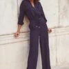 Navy Blue Drawstring Waist Jumpsuit 2 Navy Blue Drawstring Waist Jumpsuit -Sosandar Fashion Store web 2311 22 s24le015be0028 22 071 1