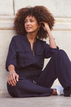 Midnight Blue Drawstring Waist Jumpsuit 13 Midnight Blue Drawstring Waist Jumpsuit -Sosandar Fashion Store web 2311 22 s24le015be0028 22 202