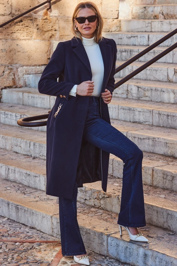 Navy Blue Premium Longline Coat 6 Navy Blue Premium Longline Coat - Image 4