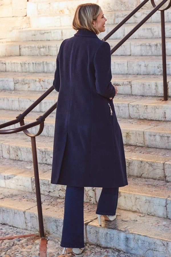 Navy Blue Premium Longline Coat 5 Navy Blue Premium Longline Coat - Image 3