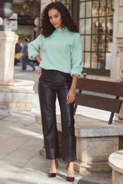 Sage Green Button Shoulder Detail Jumper 13 Sage Green Button Shoulder Detail Jumper -Sosandar Fashion Store web 2311 45 a23tk255gn0005 s22bp003bk0001 45 052