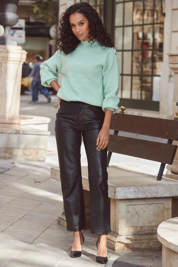 Sage Green Button Shoulder Detail Jumper 5 Sage Green Button Shoulder Detail Jumper - Image 3