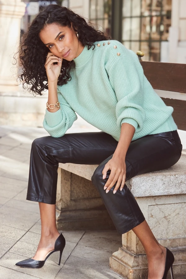 Sage Green Button Shoulder Detail Jumper 9 Sage Green Button Shoulder Detail Jumper - Image 7