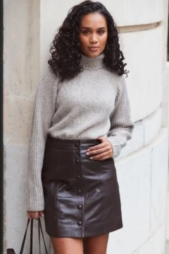 Mocha Brown Stitch Detail Roll Neck Jumper 16 Mocha Brown Stitch Detail Roll Neck Jumper -Sosandar Fashion Store web 2311 47 a23tk262bn0024 s23sl005pt0004 47 1453