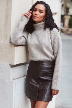 Mocha Brown Stitch Detail Roll Neck Jumper 15 Mocha Brown Stitch Detail Roll Neck Jumper -Sosandar Fashion Store web 2311 47 a23tk262bn0024 s23sl005pt0004 47 1556