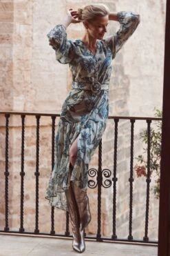 Khaki Green Paisley Floral Print Tiered Hem Midi Dress -Sosandar Fashion Store web 2311 52 a23dw154khcv01 52 061 rt 1