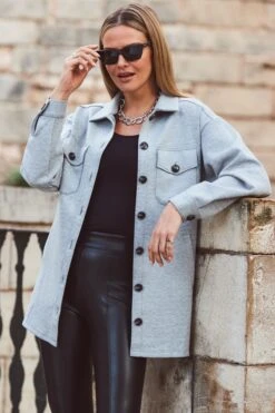 Grey Longline Shacket