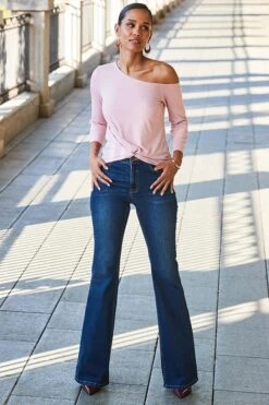 Pale Pink One Shoulder Twist Front Jersey Top -Sosandar Fashion Store web 2311 86 s24tj036pk0003 86 046 rt