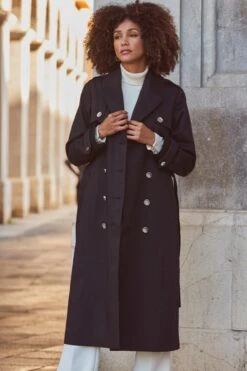 Black Longline Trench Coat With Faux Leather Trim 15 Black Longline Trench Coat With Faux Leather Trim -Sosandar Fashion Store web 2311 65 a23ow015bk0001 s23bw013iv0001 a20tk008nl0001 65 14189