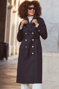 Black Longline Trench Coat With Faux Leather Trim 14 Black Longline Trench Coat With Faux Leather Trim -Sosandar Fashion Store web 2311 65 a23ow015bk0001 s23bw013iv0001 a20tk008nl0001 65 14244