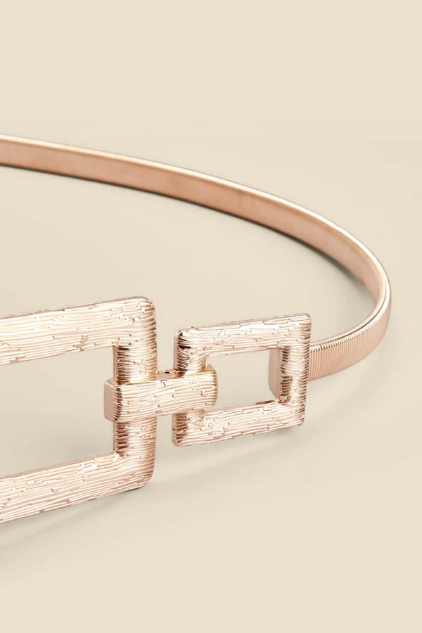 Gold Hammered Square Buckle Belt 5 Gold Hammered Square Buckle Belt - Image 3