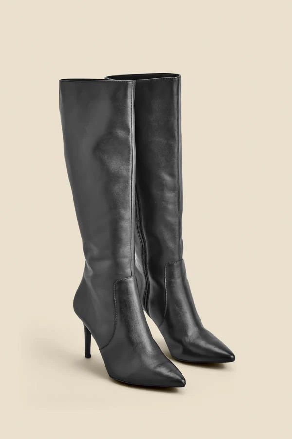Black Leather Stiletto Heel Knee High Boots 5 Black Leather Stiletto Heel Knee High Boots - Image 3