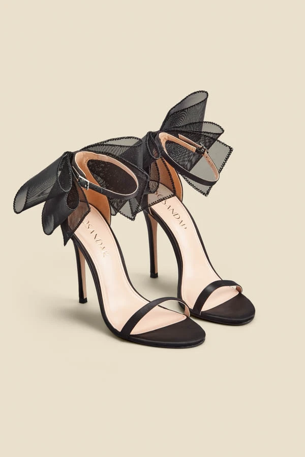 Black Stunning Bow Detail Stiletto Sandal 7 Black Stunning Bow Detail Stiletto Sandal - Image 5