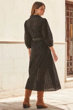 Black Broderie Detail Midi Shirt Dress -Sosandar Fashion Store web 2401 05 s24dw055bk0001 05 216