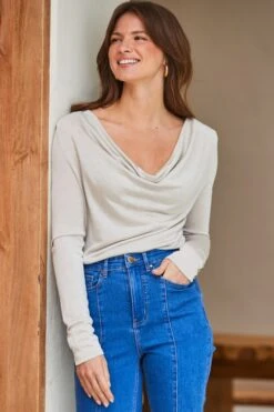 Champagne Gold Shimmer Cowl Neck Top 11 Champagne Gold Shimmer Cowl Neck Top -Sosandar Fashion Store web 2401 105 s24tj142mc0003 a23bd005be0007 105 030