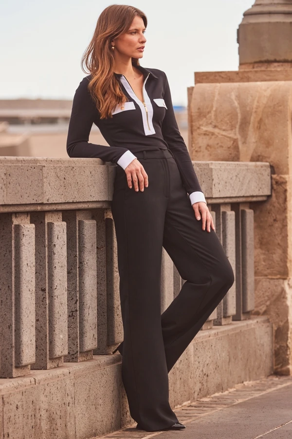 Black High Waisted Wide Leg Trousers 8 Black High Waisted Wide Leg Trousers - Image 6