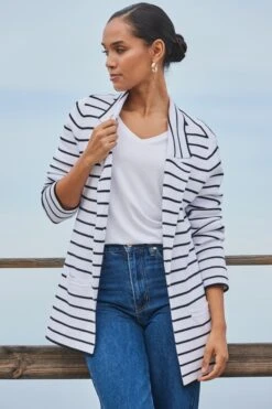 White & Black Stripe Blazer