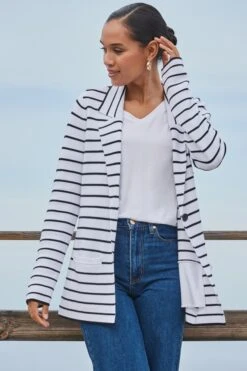 White & Black Stripe Blazer -Sosandar Fashion Store web 2401 84 s24tk372bkwe01 84 103