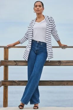 White & Black Stripe Blazer -Sosandar Fashion Store web 2401 84 s24tk372bkwe01 84 160