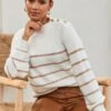 Cream & Gold Metallic Stripe Button Shoulder Jumper -Sosandar Fashion Store web 2401 91 s24tk466nl0001 91 005