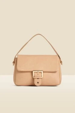 Camel Faux Leather Buckle Detail Shoulder Bag -Sosandar Fashion Store web 2401 box a23ac130nl0014 a